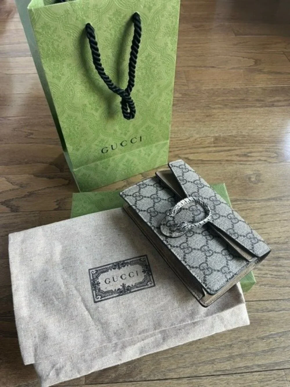 Gucci Beige Brown GG Supreme Dionysus Crossbody Bag